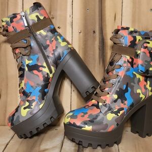 Cape Robbin Multicolor Lace Up Boots